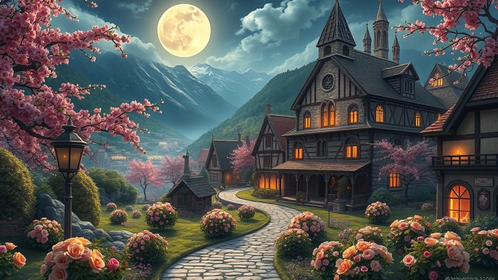 Whimsical Medieval Fantasy Scene in Romantic, Hyper-Realisti...