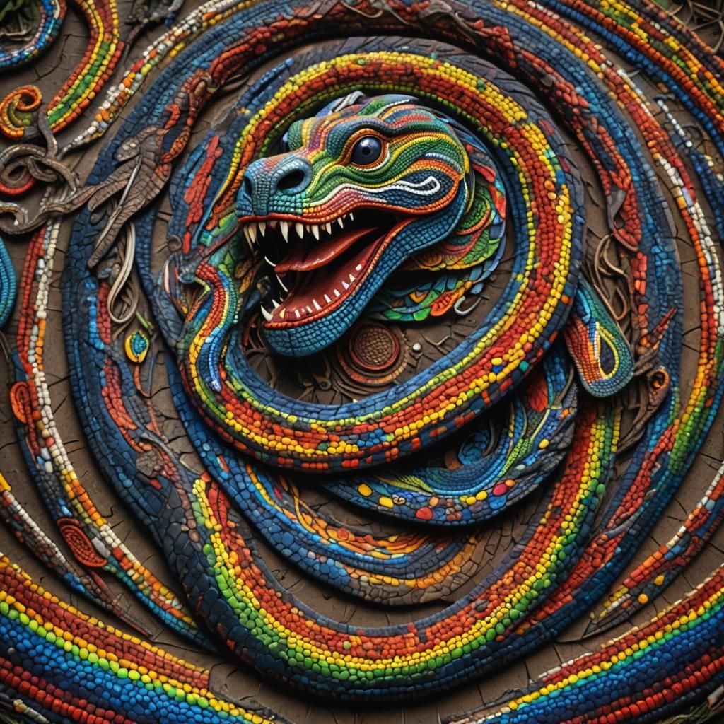 Rainbow Serpent in Aboriginal Style, Hyperrealistic