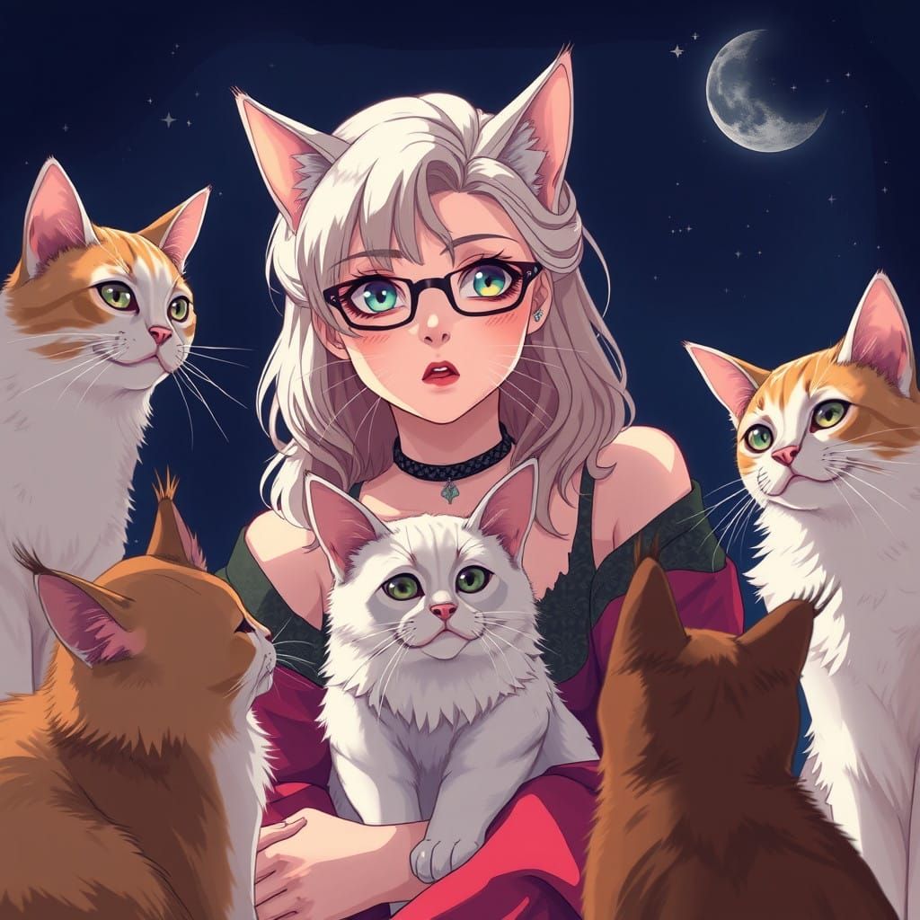Surreal Anime Portrait of Emilia Clarke as a Feline