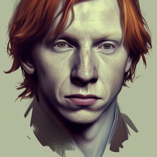 Detailed Portrait of Ron Weasley in Art Nouveau Style