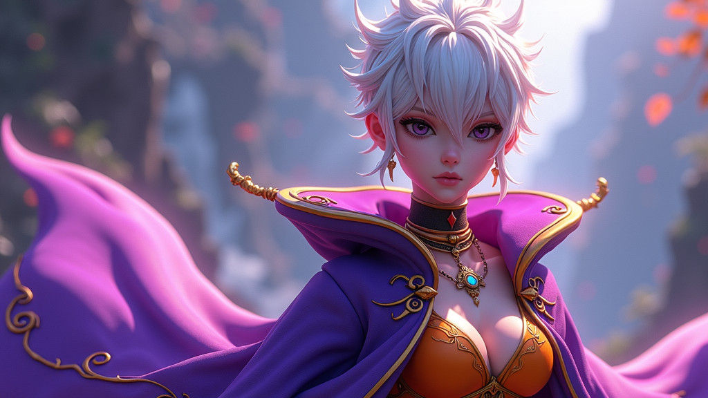 Androgynous Ranger with Platinum Hair in 3D Anime Art