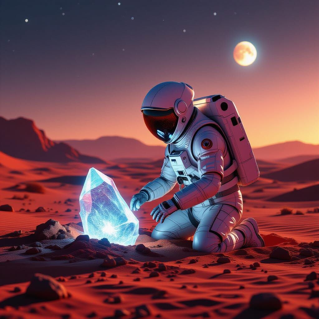 Astronaut Uncovers Glowing Alien Artifact on Mars