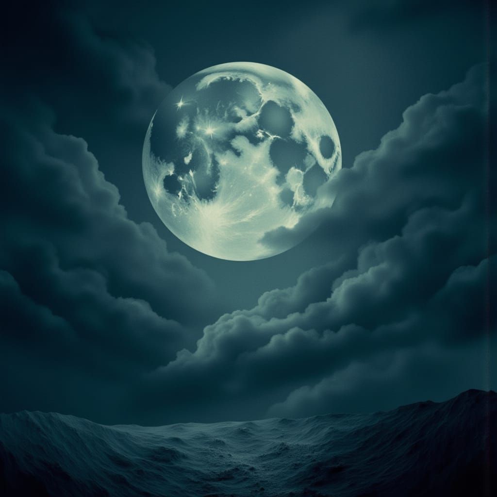 Surreal Moonlit Landscape in a Haunting, Atmospheric Style