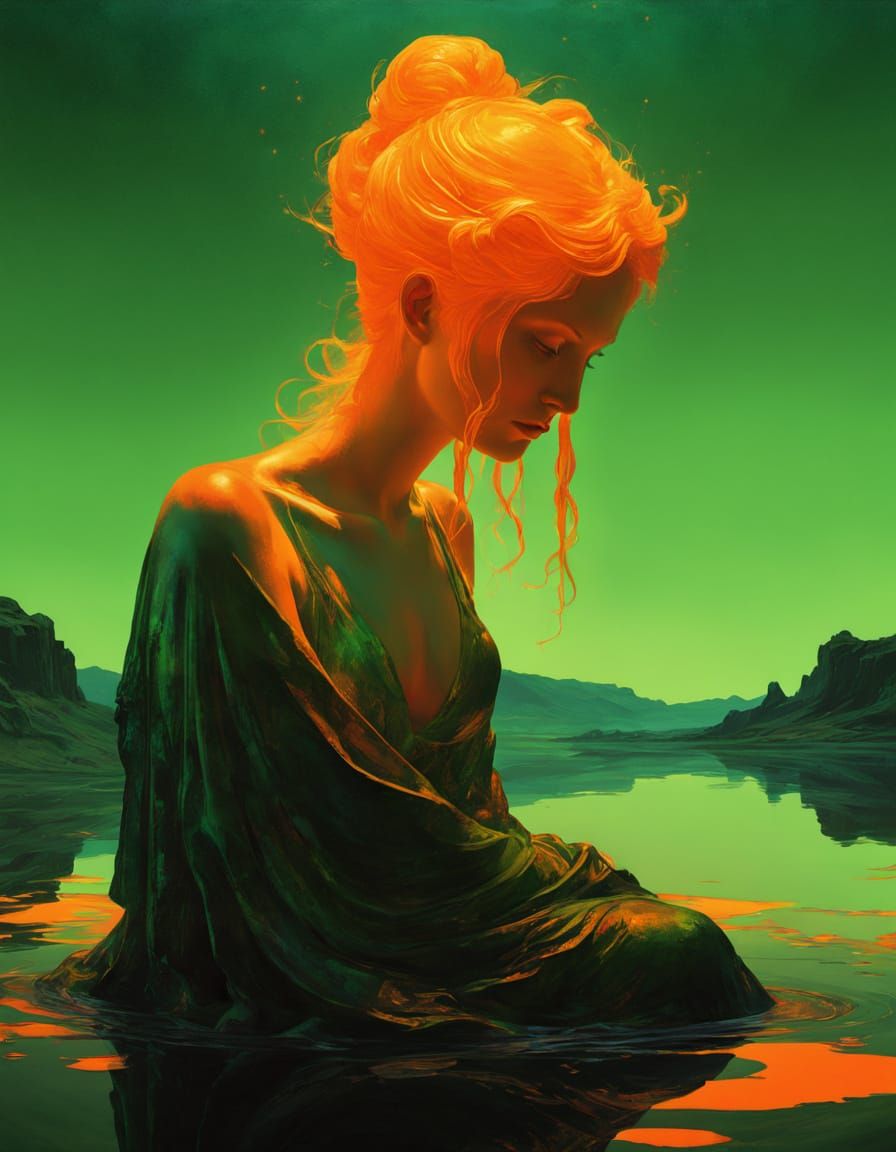 bright orange, bright green, neon orange, neon green