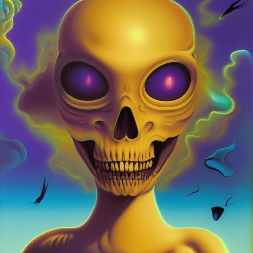 Hipster Skeleton Portrait in 90s Anime Style