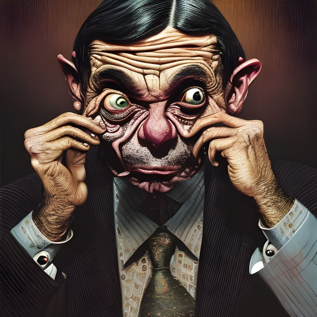 Mr. Bean Walrus Mutant Hybrid Horror Artwork