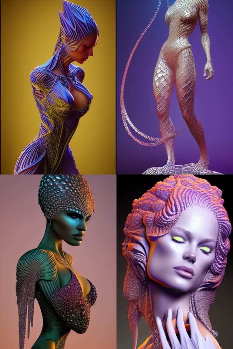 Colorful 3D Crystal Sculpture of a Woman