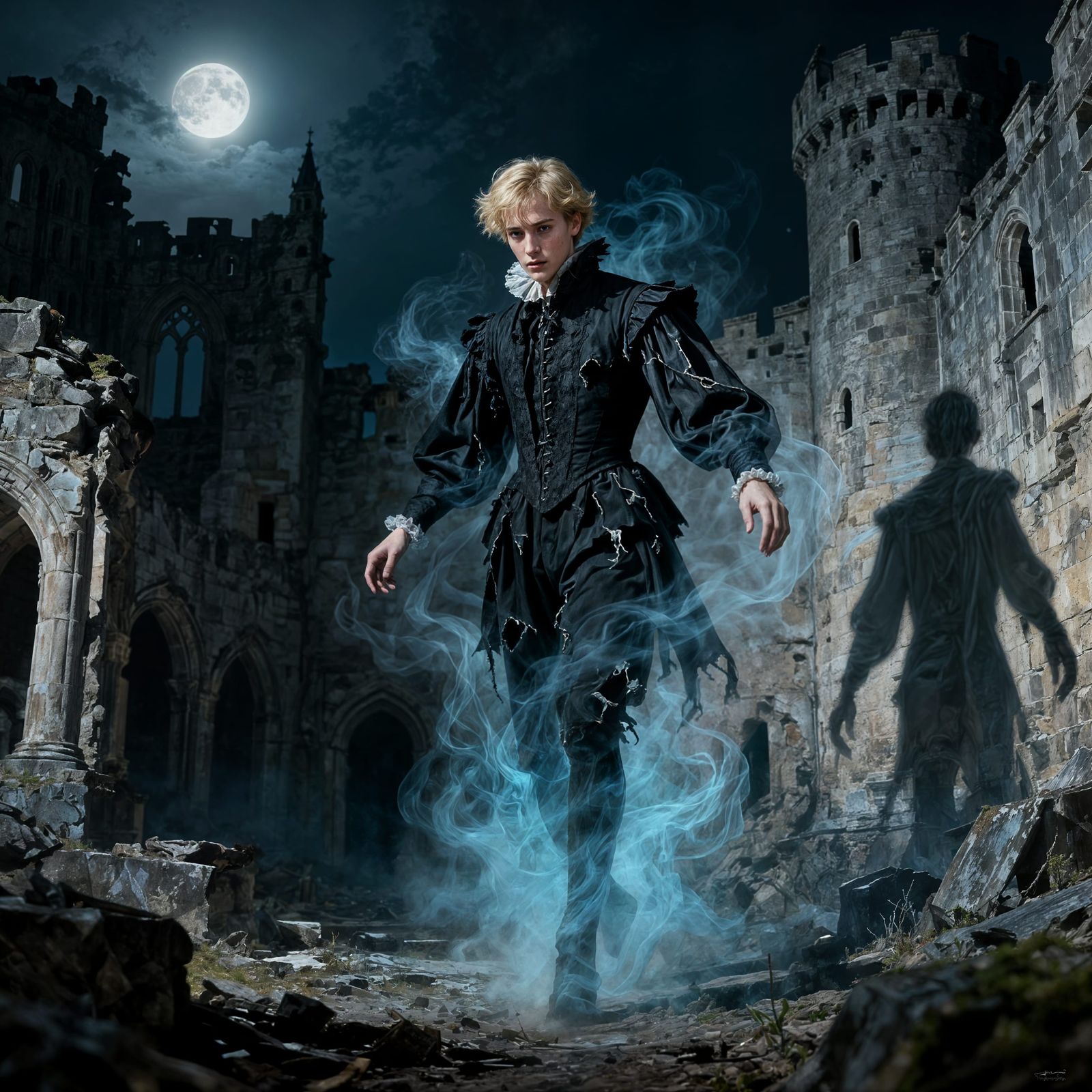 Ethereal Hamlet Wanders Elsinore Ruins