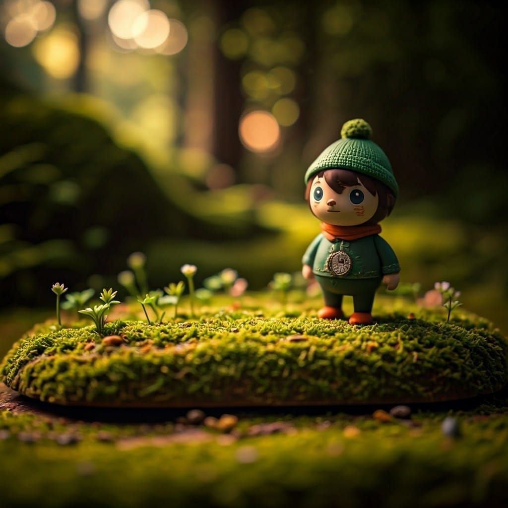 Intricate Glade Diorama with Golden Hour Lighting