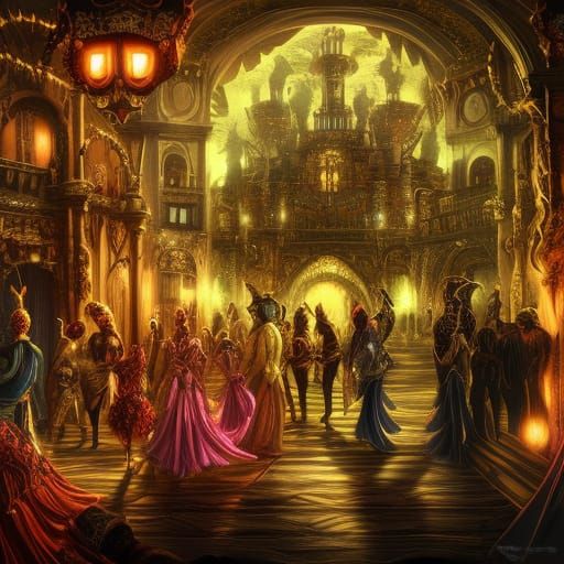 Glowing Masquerade Ball in Maximalist Style