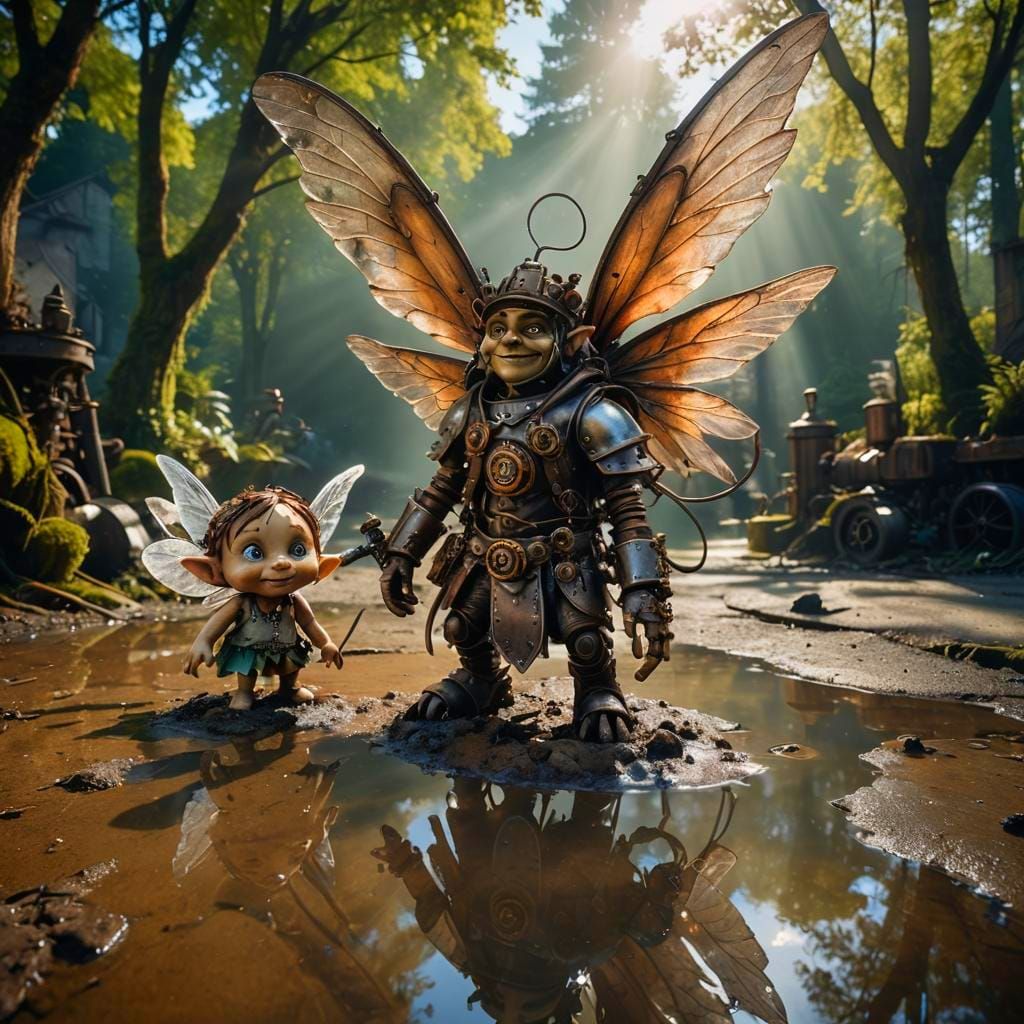 Fairy and Troll Friendship in Steampunk Style