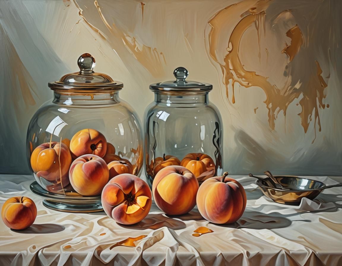 Surreal Melting Still Life with Pumpkin, Oil Painting