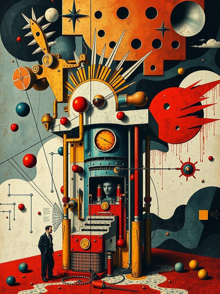 Abstract Savior Machine in Surreal Style