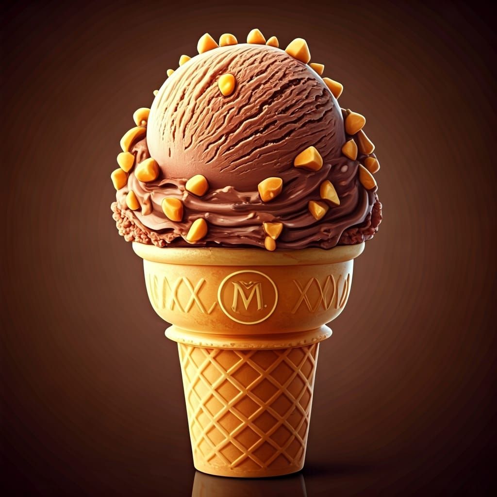 Creamy Magnum Ice Cream with Nougat, Hyper-Realistic Render