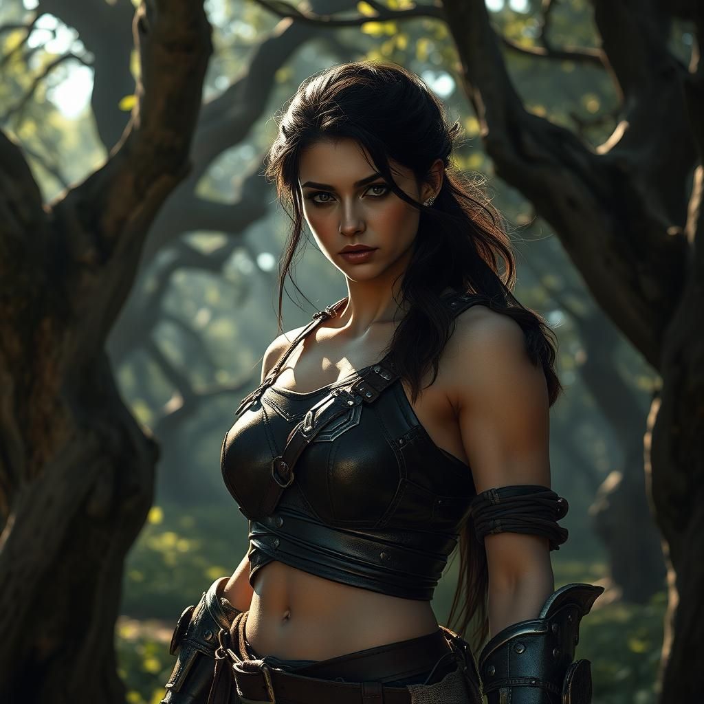 Fantasy Barbarian Woman in Mystical Forest