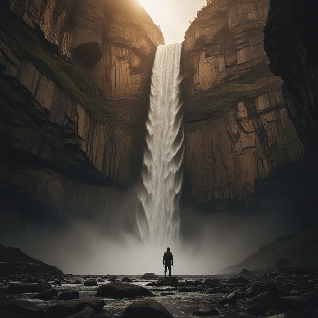 Epic Upside-Down Waterfall Cinema Shot in Film Stock Style