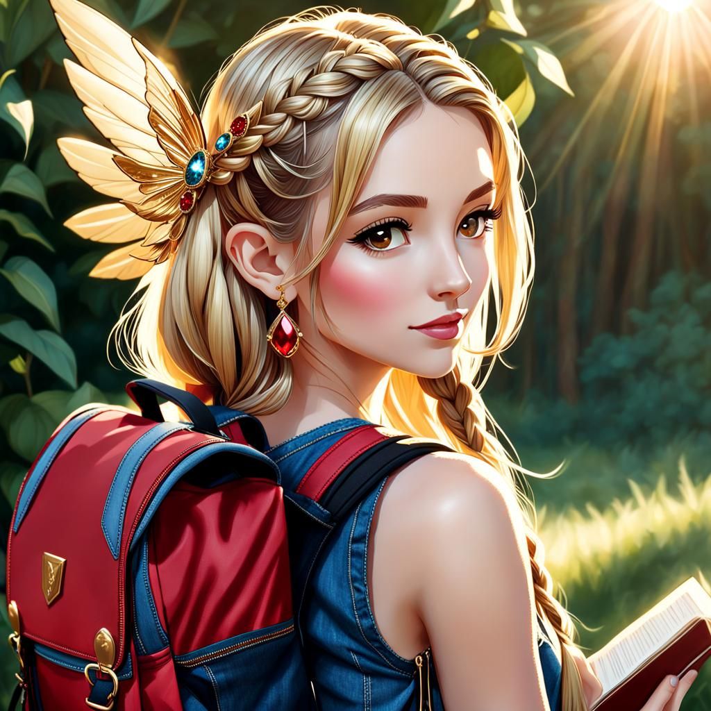 Whimsical Faerie Portrait in Watercolor Style