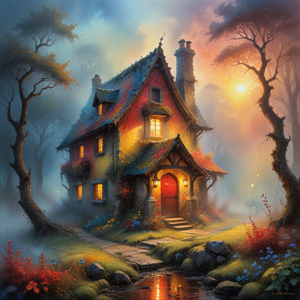 Medieval Cottage in Ethereal Fog