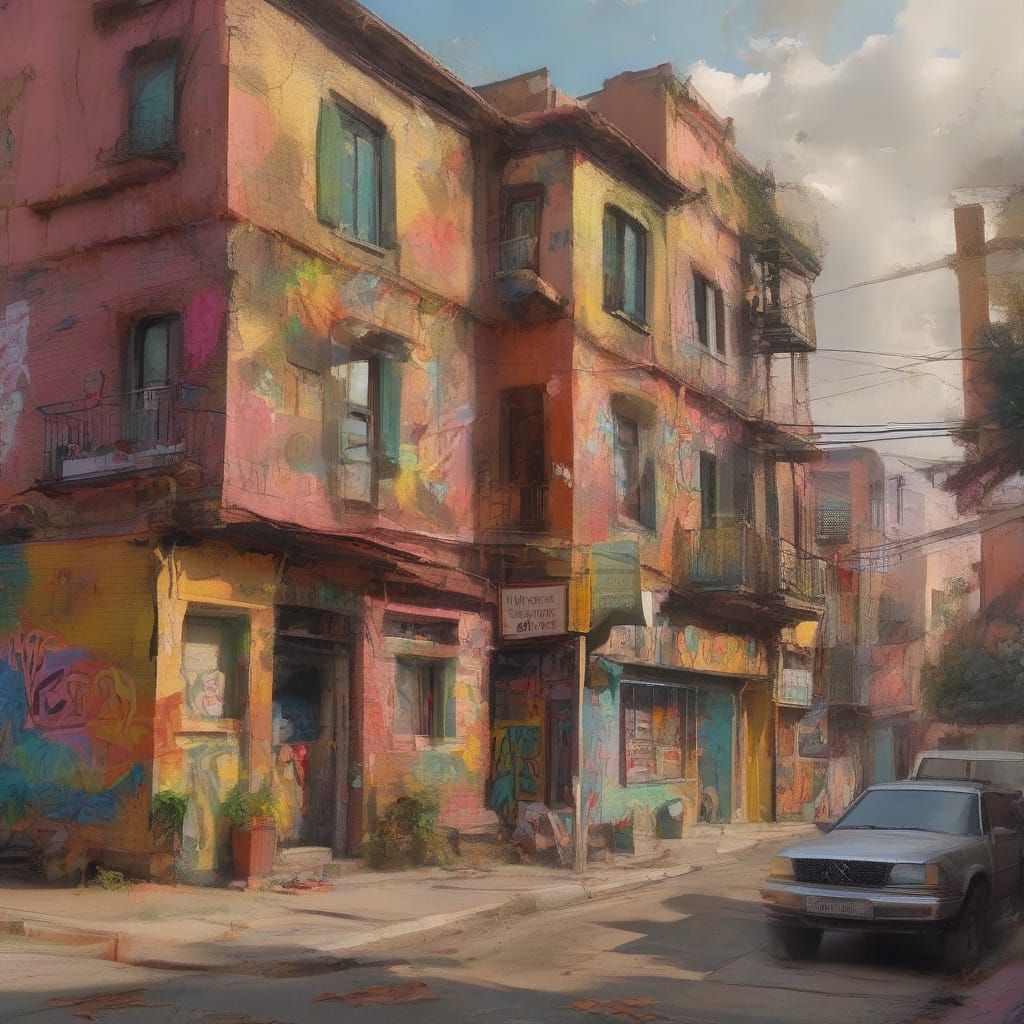 Surreal Harmony of Four Seasons in Vibrant Graffiti Art