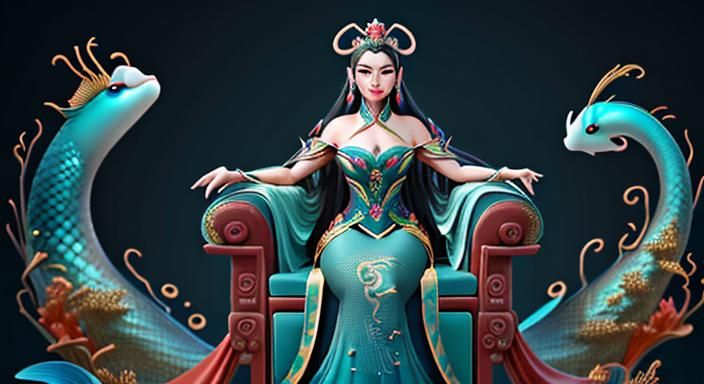 Hyperrealistic Mermaid Empress Portrait in Subaquatic Kingdo...