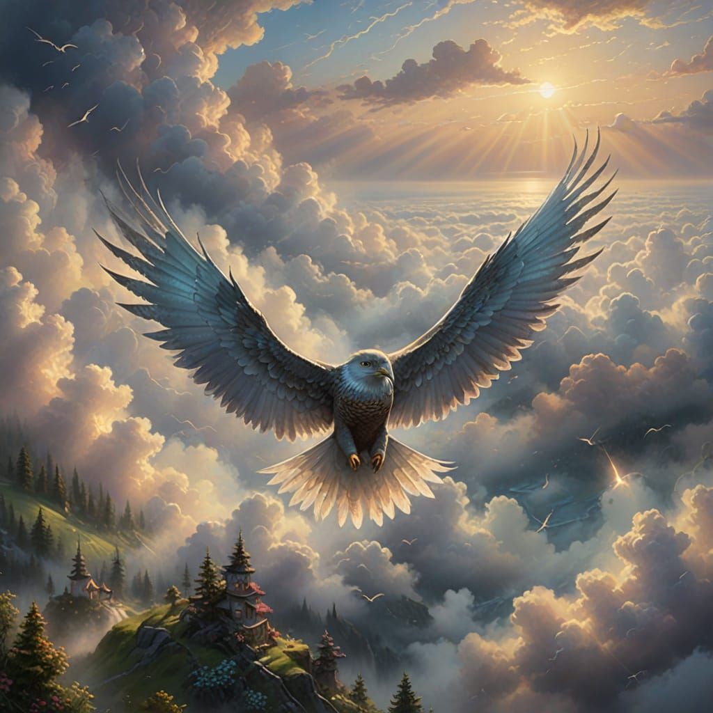 Ethereal Fantasy Wings in Heavenly Clouds