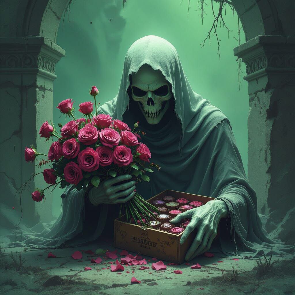 Ethereal Ghoul with Dead Roses and Mouldy Chocolates