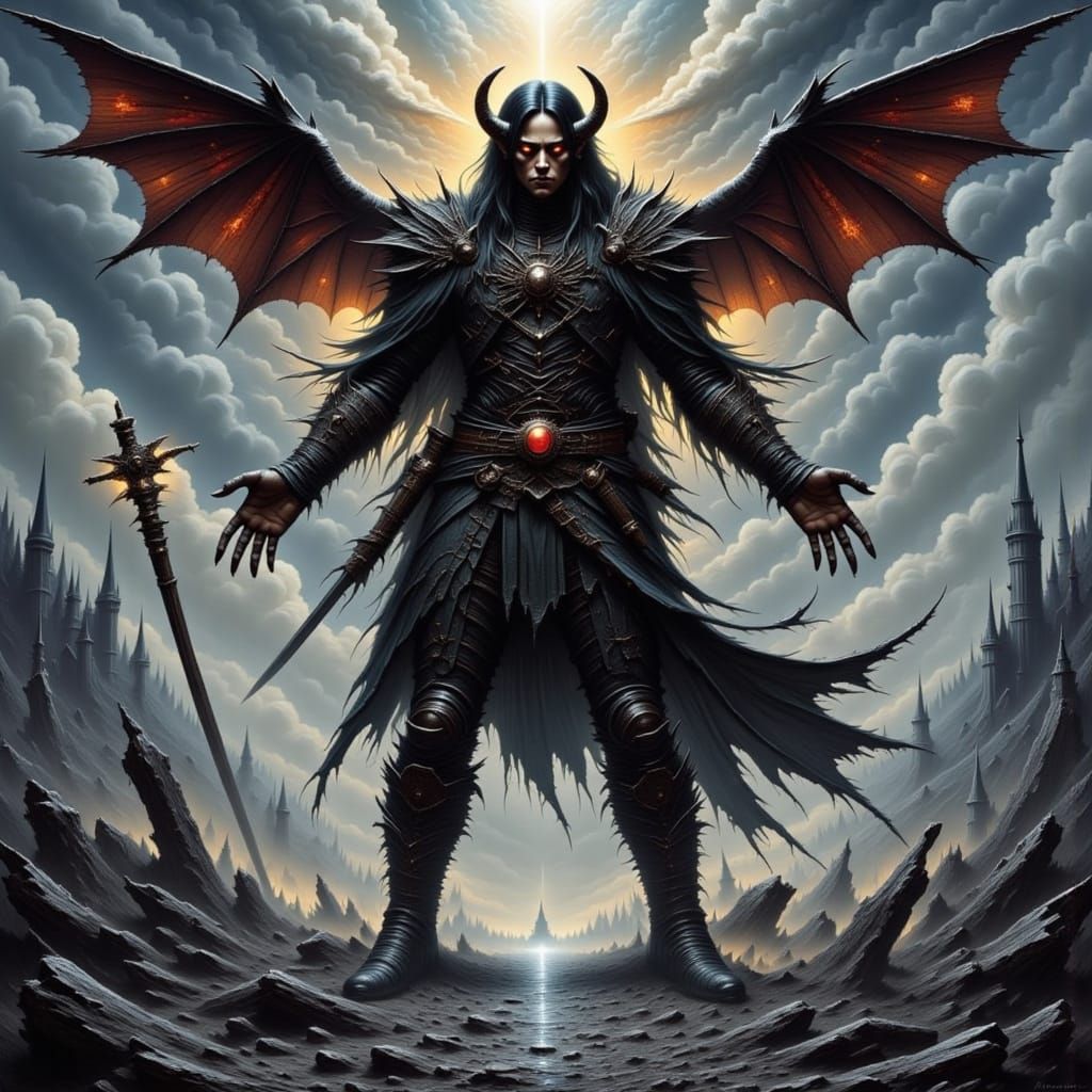 Flying War Demon with Textured Wings