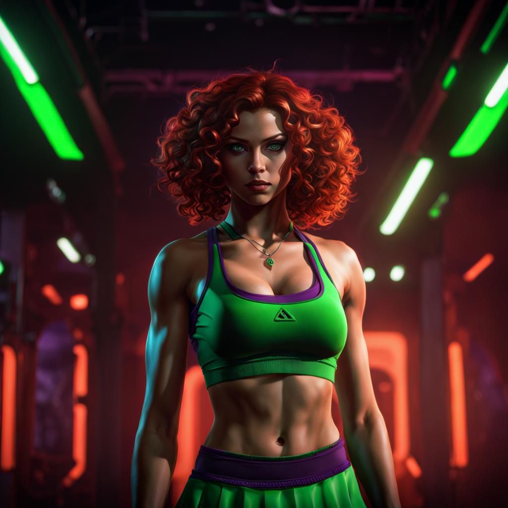 Monochrome Photograph of Red-haired Girl with Ghost