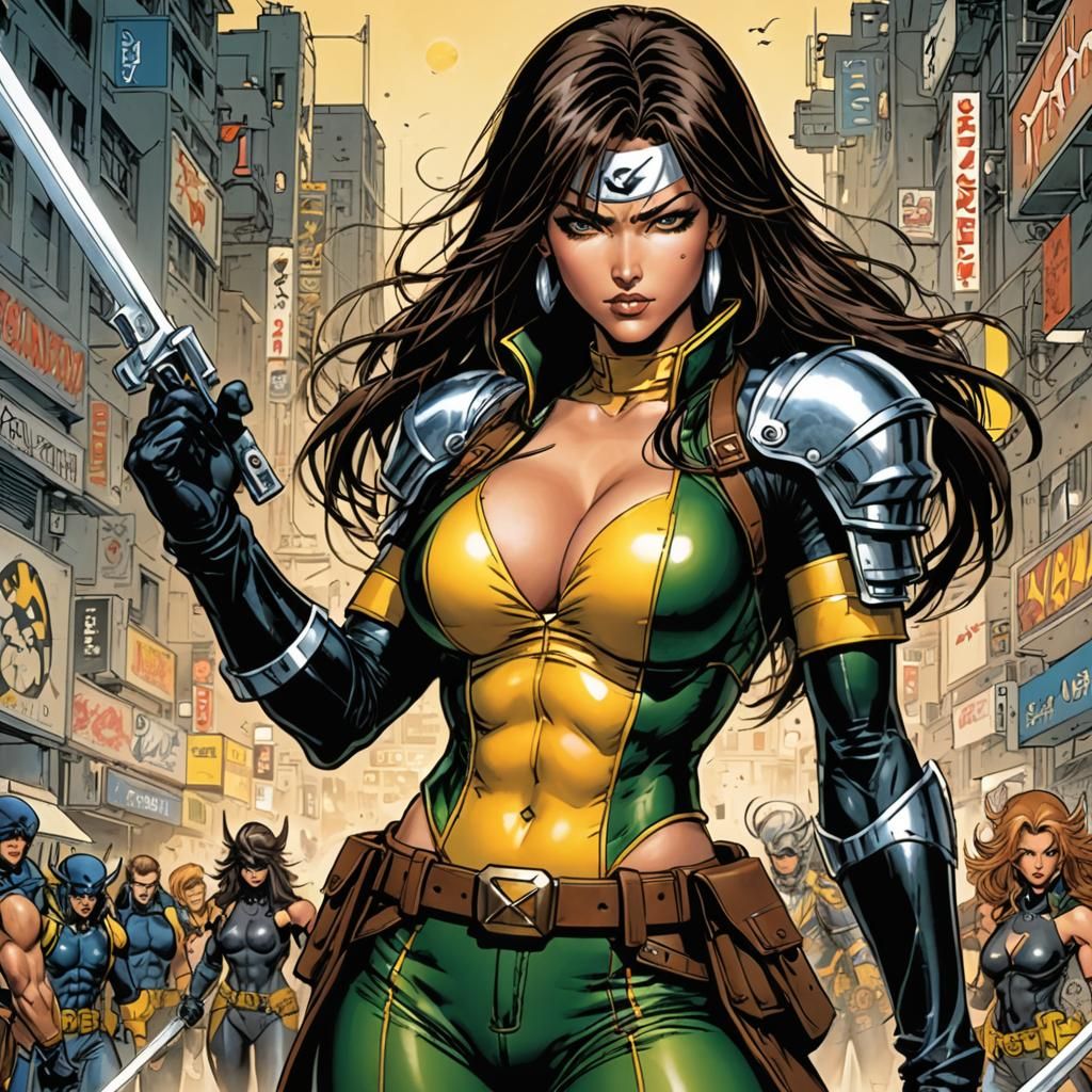 Rogue from X-Men in Masamune Shirow Style