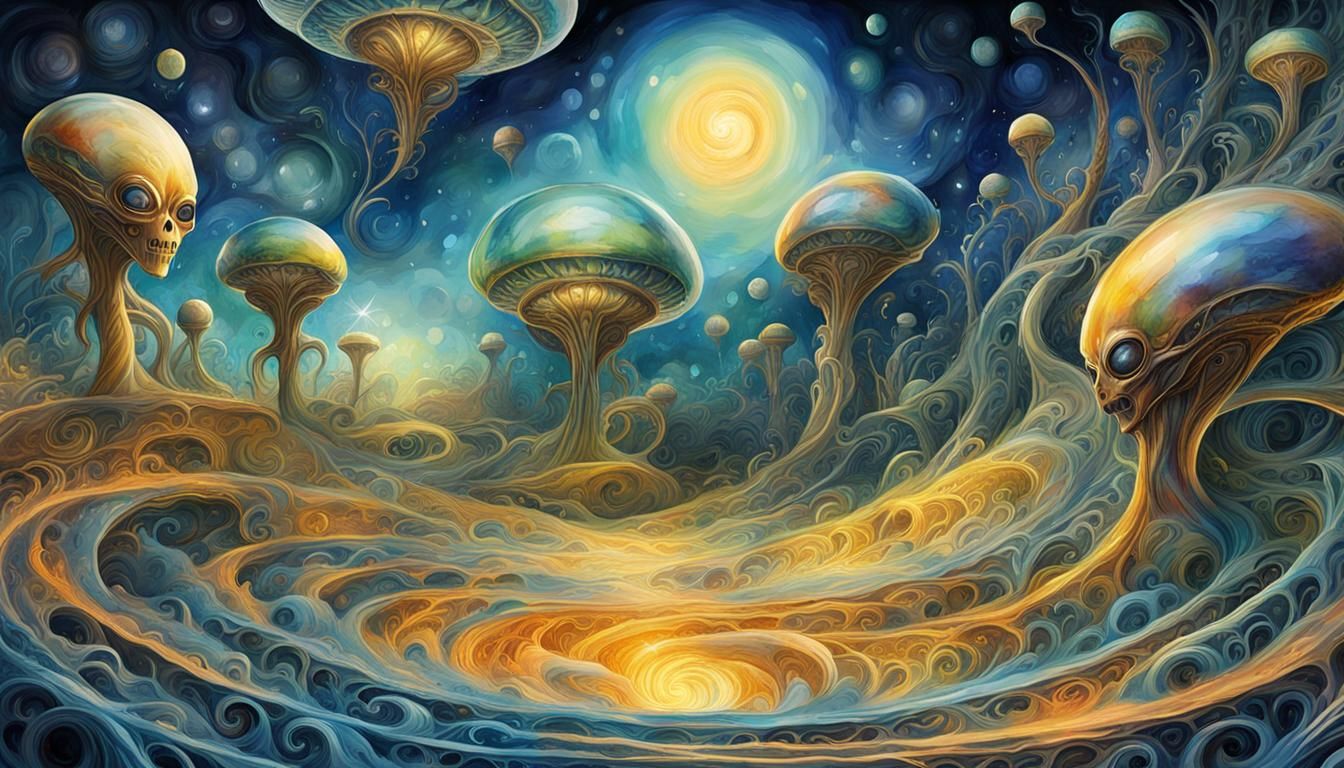 Surreal Alien Landscape with Giger Nightmarecore Style