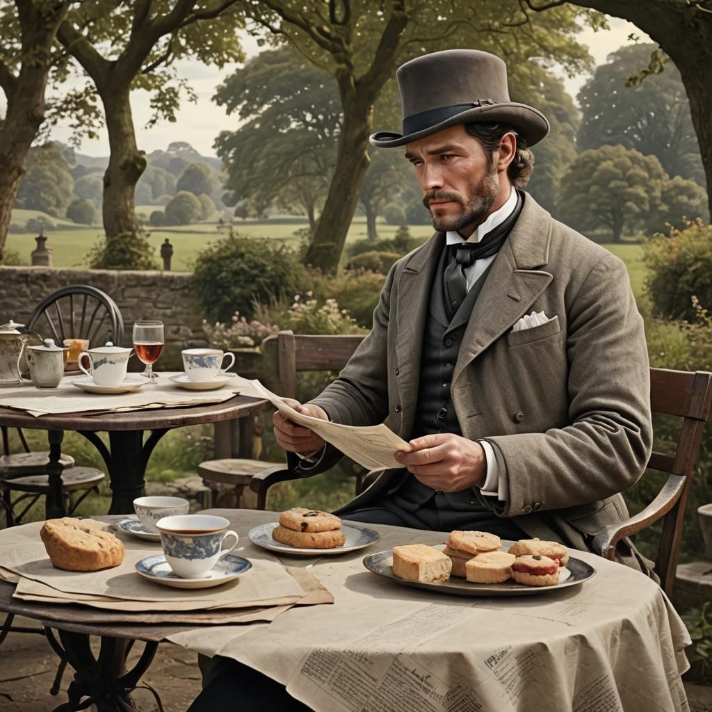 1800s Gentleman Enjoying Afternoon Tea: Matte Painting