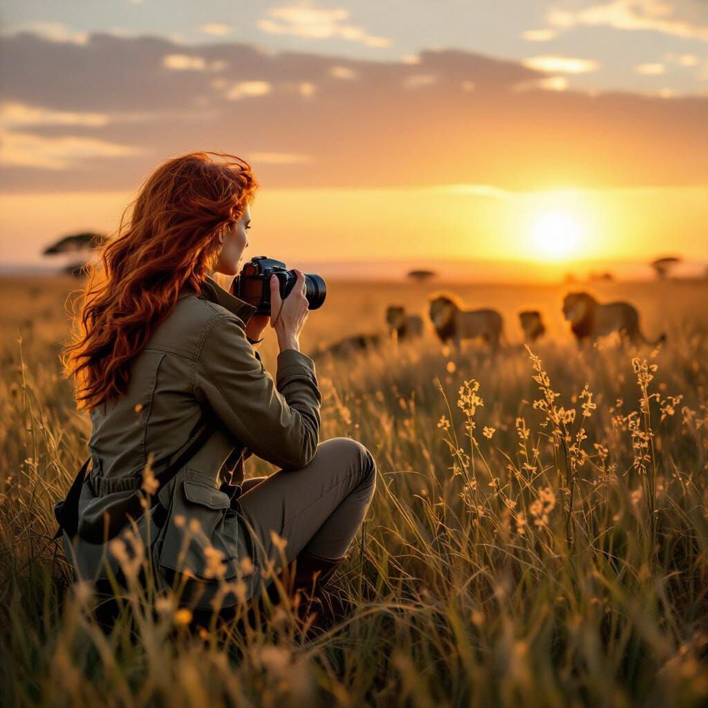 African Savanna Lion Pride, Photorealistic National Geograph...