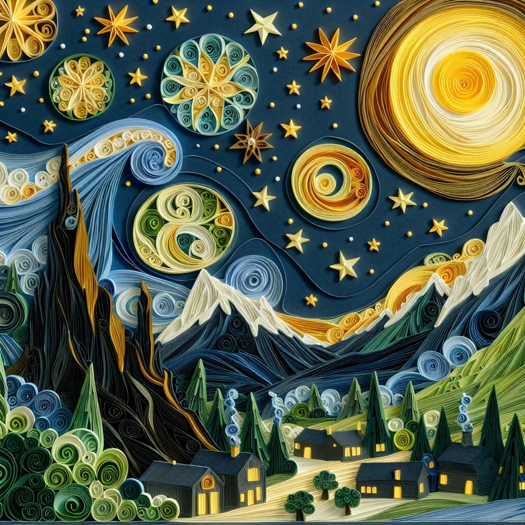 Quilling-style Van Gogh image.