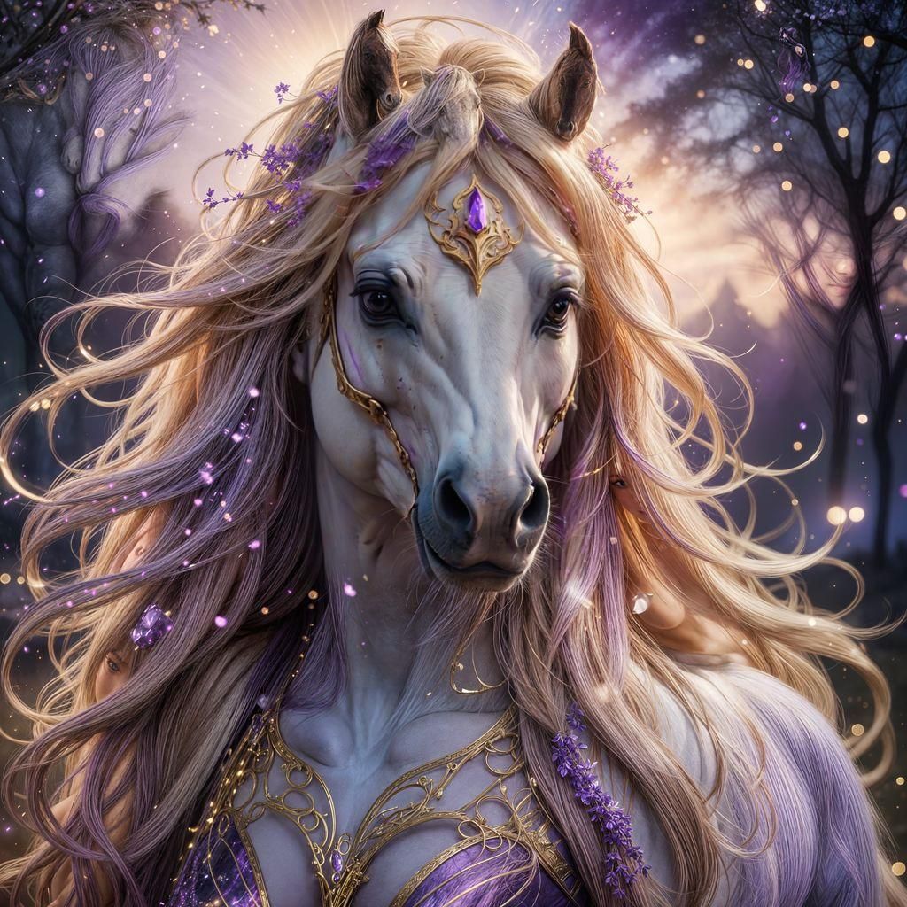 Pregnant Horse Woman in 3D Anime Style