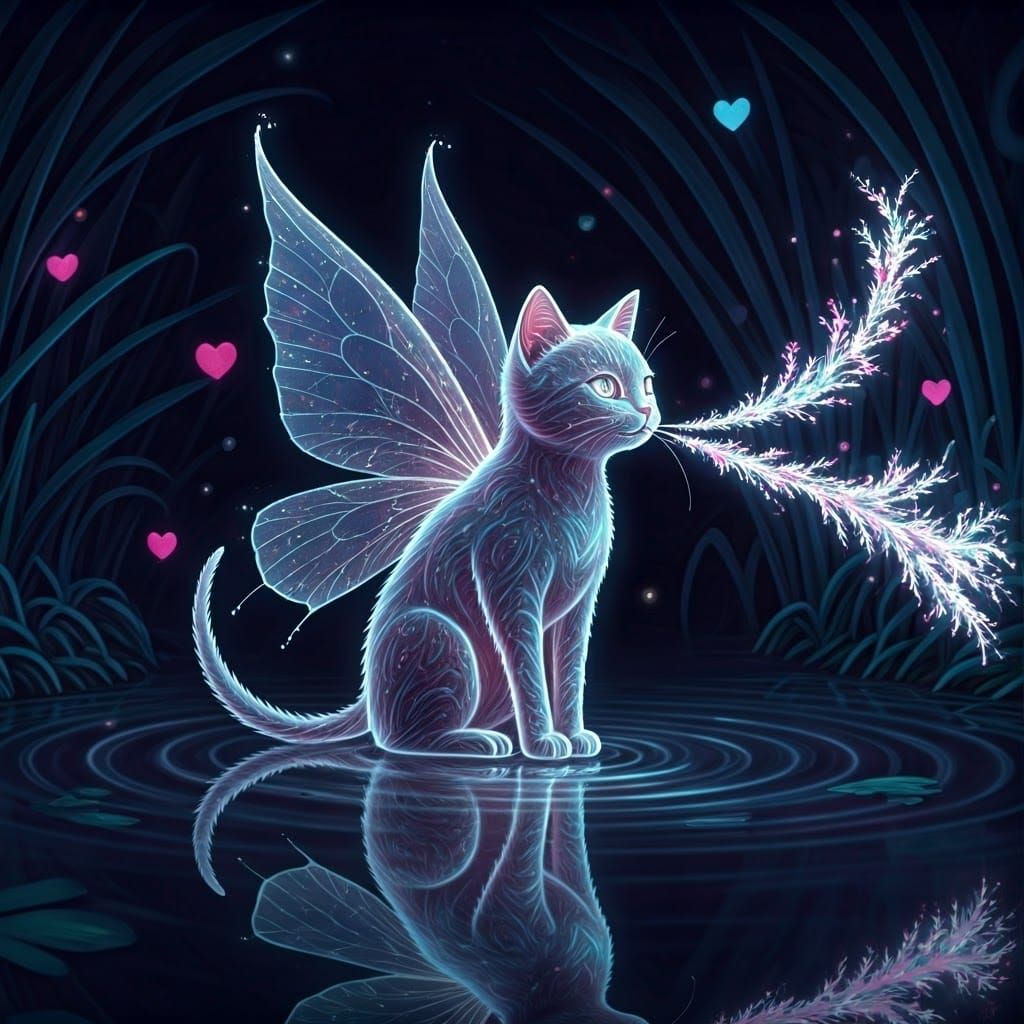 Luminescent Fairy Cat in Dreamy Ethereal Style