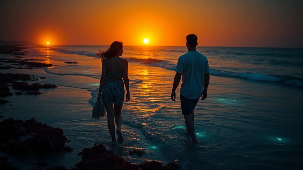 Ethereal Dawn on the Deserted Beach