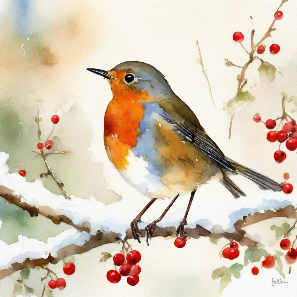 Whispers of Winter: A Gentle Robin's Serene Perch