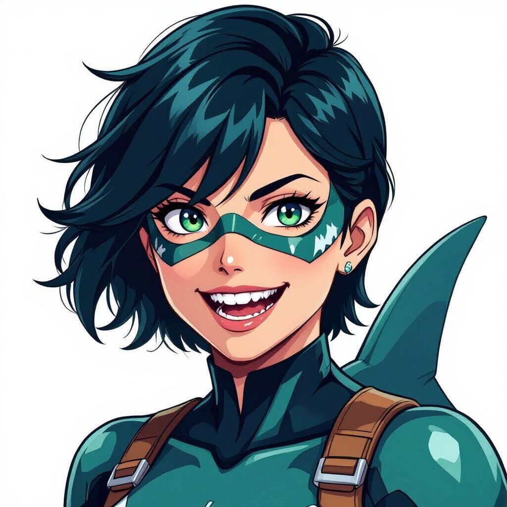 Shark Heroine in My Hero Academia Style