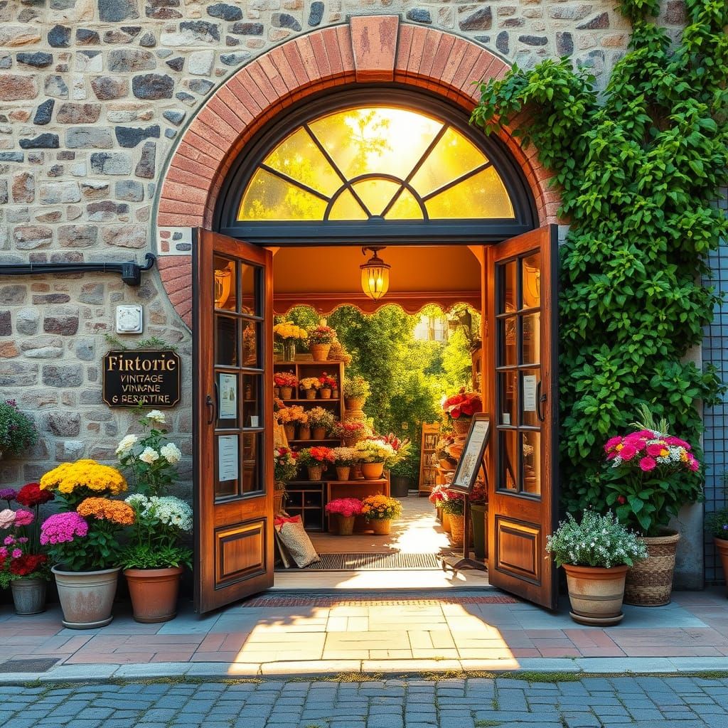 Realistic Oil and Acrylic Painting of a Vintage Flower Shop ...