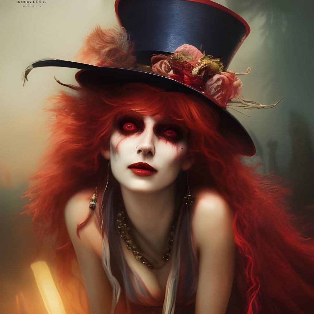 Macabre Biopunk Mad Hatter Portrait in Intense Colors