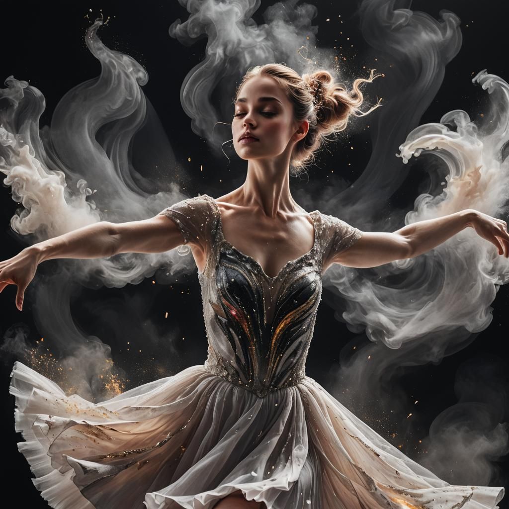 Ballerina's Dance on Smoke: A Digital Art Masterpiece
