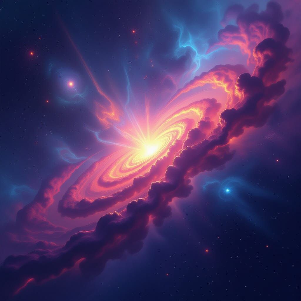 Vibrant Bioluminescent Colors Swirling in Cosmic Dance