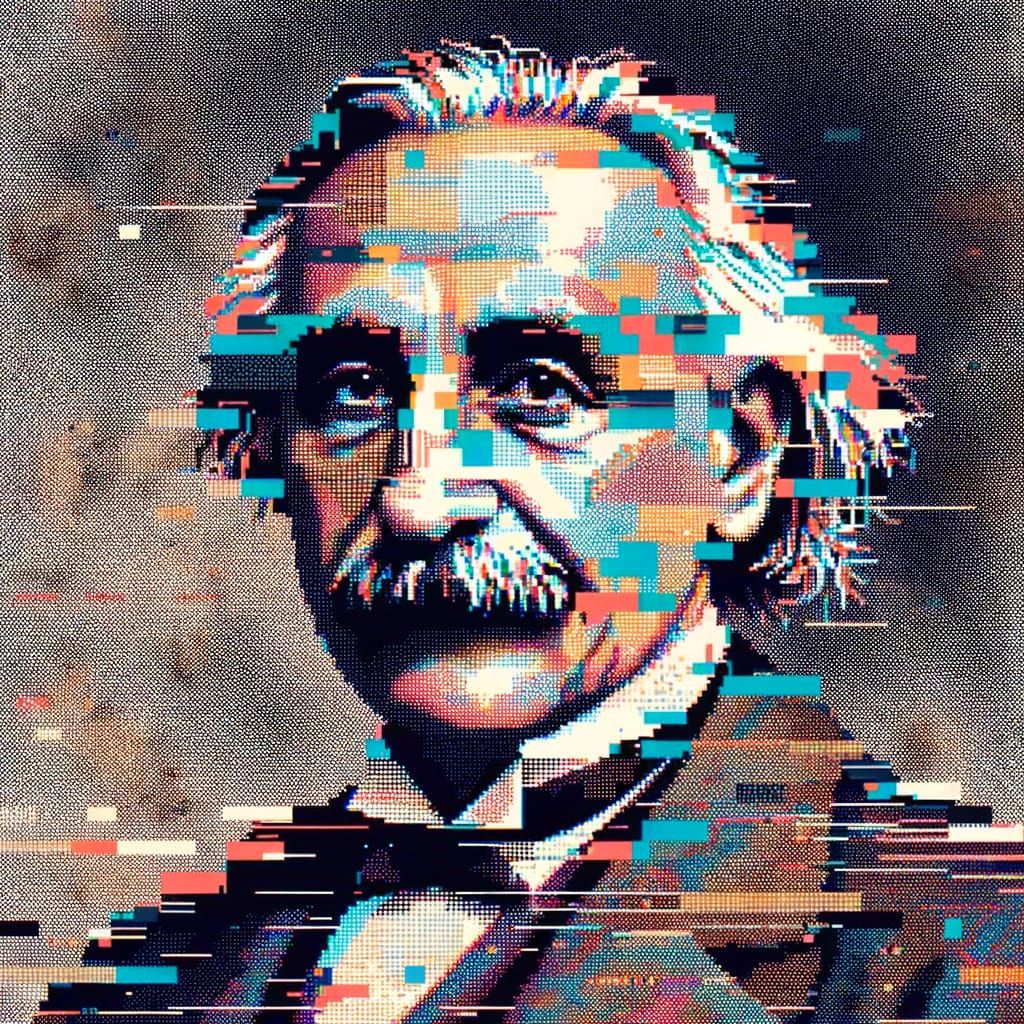 Glitch Art Portrait of a Theoretical Physicist