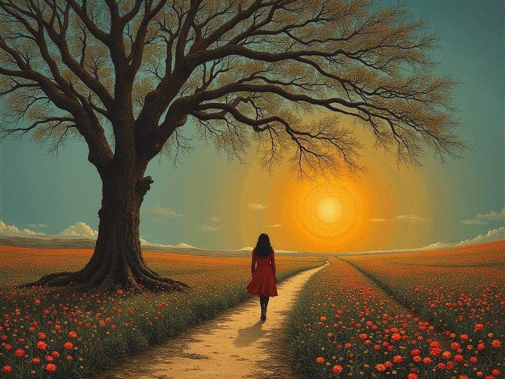 Surreal Landscape Inspired by Velvet Painting Technique