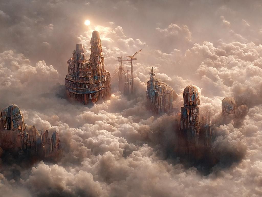 Futuristic City in the Clouds: Digital Matte Painting