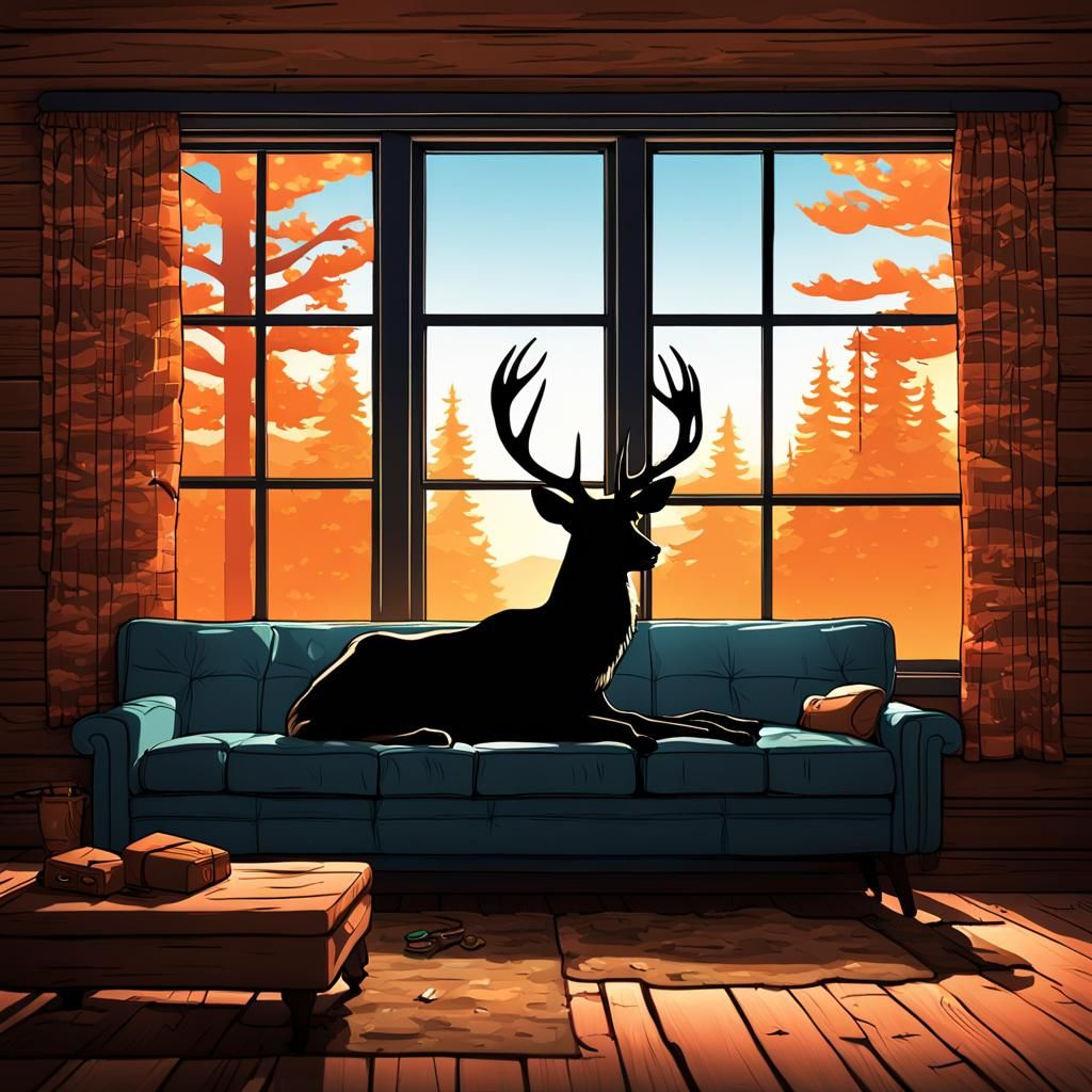 Humorous Deer Silhouette in 3D Digital Art