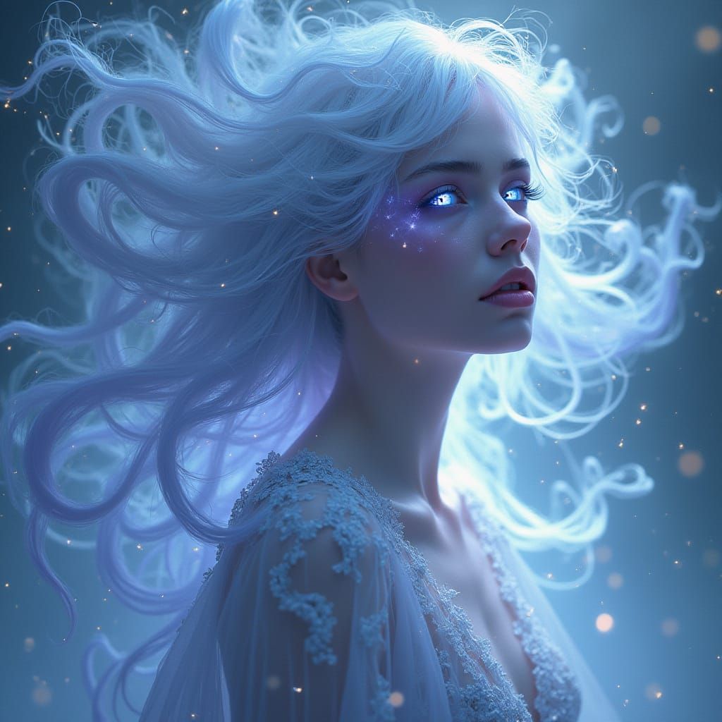 Woman with Sparkly Aura in Matte Painting Style