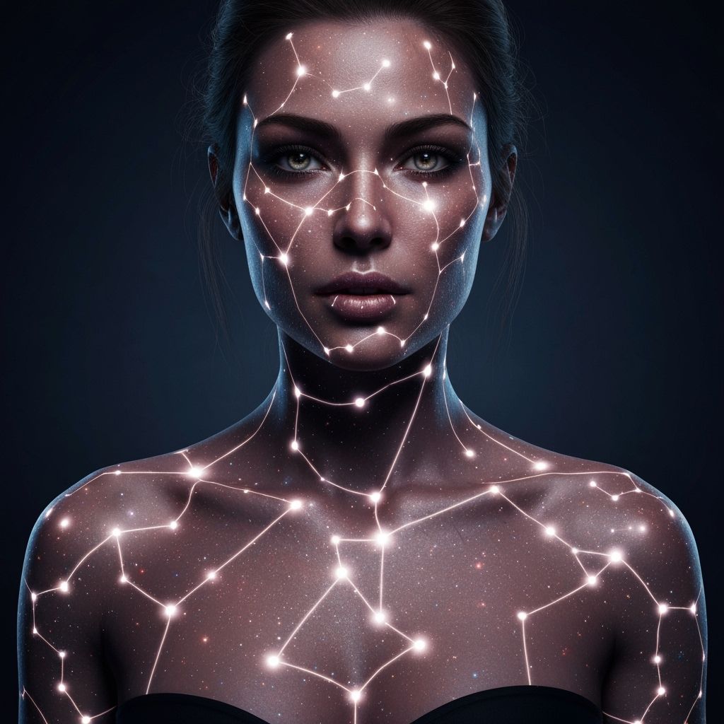 Celestial Woman With Glowing Constellations Instead Of Veins