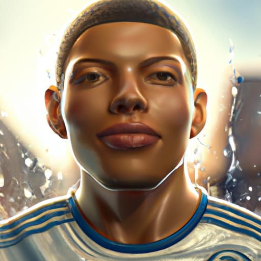 Mbappe Portrait in Hyperdetailed Digital Art Style