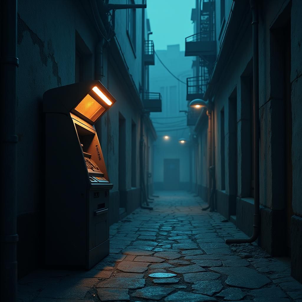 Mystical Alley ATM in Cinematic Fantasy Style